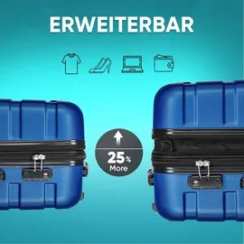 veska Hartschalenkoffer Kofferset 3 teilig mit TSA Zahlenschloss 4 Rollen ABS-Hartschale, Reisekoffer Trolley Rollkoffer Koffer - schwarz - Schwarz