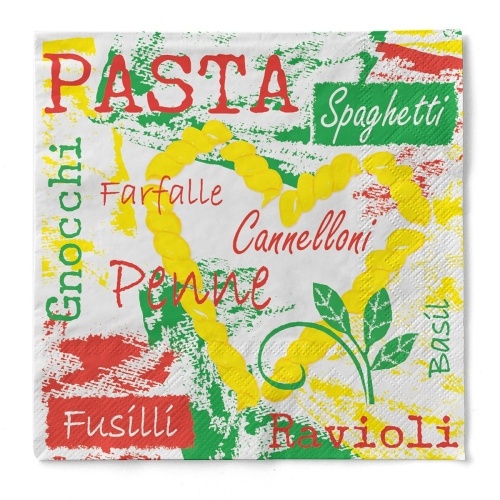 Sovie HOME Serviette Pasta aus Tissue 33 x 33 cm, 20 Stück - Italienisch essen Pasta