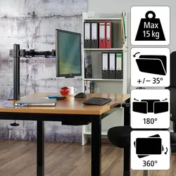 hama Monitorenarm »FULLMOTION«, schwarz, für alle TFT-/LCD-/LED-Monitore - schwarz | weiss