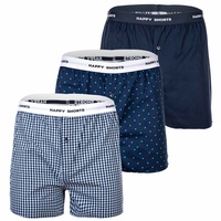 Happy Shorts Herren Web-Boxershorts, 3er Pack