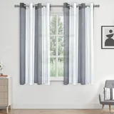 Moderne Streifenvorhänge in Weiß+Grau für Wohnzimmer & Schlafzimmer