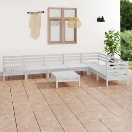vidaXL Garten-Lounge-Set 8-tlg. Massivholz Kiefer weiß