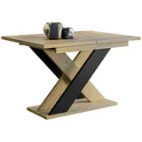 MIRJAN24 Esstisch Xao (Ausziehbarer), Einlegeplatte befindet sich unter der Tischplatte, 120-160x90x75 cm braun|schwarz