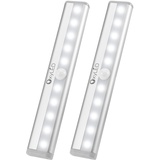 OxyLED Lot de 2 lampes sous armoire – Lampes de placard à détecteur de mouvement, sans fil à coller n'importe où, fonctionne avec des piles, veilleuse à détecteur de mouvement, lumières sûres pour