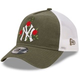 New Era New York Yankees Flower Olive White A-Frame Adjustable Trucker Cap - One-Size