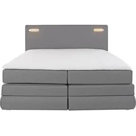 Collection AB Boxspringbett COLLECTION AB "Ninoni", grau (hellgrau), B:195cm L:210cm, Komplettbetten, Boxspringbett, inkl. Bettkasten, Topper und wahlweise mit LED-Beleuchtung