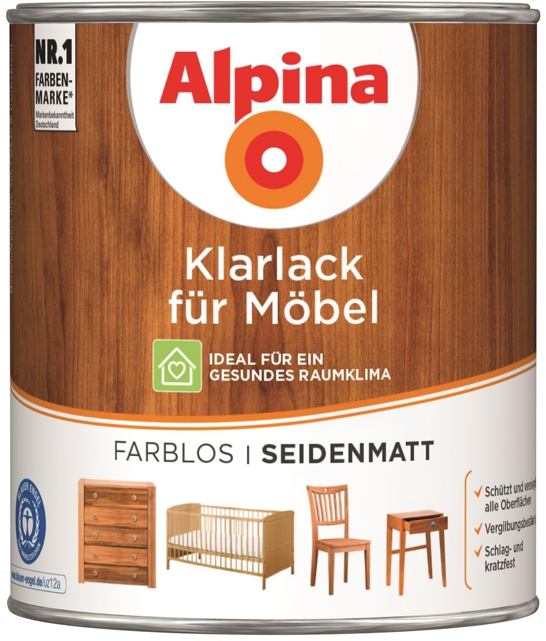 Alpina Klarlack für Möbel 750ml seidenmatt