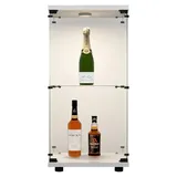 Glas Vitrinenschrank - Sammlervitrine - Mit LED-Beleuchtung - 2 Böden - 1 Tür - Kunststoffrahmen - Weiß