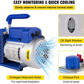 Vevor AC Vakuumpumpe Unterdruckpumpe Set 4,8 CFM 5PA 0–800PSI HVAC mit Koffer