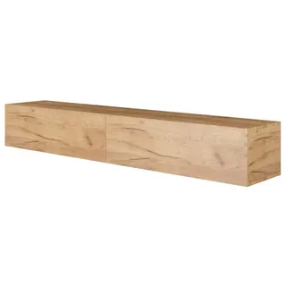 Planetmöbel West TV-Schrank, Fernsehtisch 200 cm lang, TV-Board hängend oder stehend, Fernsehschrank für Wohnzimmer, 2X TV Möbel 37,8 x 100 x 30 cm, Gold Eiche
