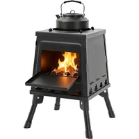Zeltkocher & Mini Holzofen, Edelstahl Raketenofen Faltbar Zeltofen mit Tragetasche, Brennstab & Handschuhe, Outdoor Zeltheizung Klappbar Campingkocher für Camping, Kochen, Picknick (Schwarz)