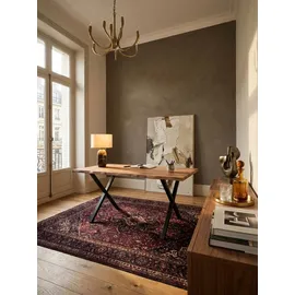 KADIMA DESIGN Schreibtisch XL Professional 180x90 Akazie Massiv Goldbraun-Schwarz Baumkante Büro Design Kreta Kollektion Kadima Design