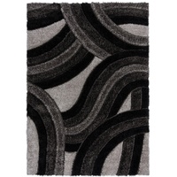 Shaggy Velvet, Grau, Schwarz, Textil, Struktur, rechteckig, 160x230 cm, für Fußbodenheizung geeignet, in verschiedenen Größen erhältlich, schmutzabweisend, strapazierfähig, Teppiche & Böden, Teppiche, Hochflorteppiche & Shaggys