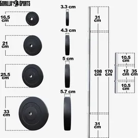 Gorilla Sports Hantelset Kurzhanteln 70,00 kg Chrom, Kunststoff