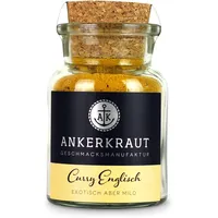 Ankerkraut Curry Englisch, Gewürz-Pulver mild, exotisches indisches frisches Aroma, Mischung Indien vegan, zuckerfrei, perfekt zu Reis, Fleisch und Gemüse, 70 g im Korkenglas