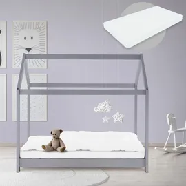 ML-Design Hausbett 70 x 140 cm Kiefer grau