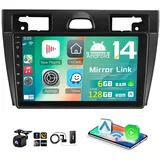 ESSGOO 8Core Android 14 Autoradio Navi Carplay Für Ford Fiesta MK5 2002-2008 Autoradio (DAB+ (optional), DAB (optional), 4G, RDS, AM, FM, Carplay Android Auto Bluetooth EQ USB GPS Navi WIFI Touchscreen)