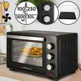 Jago® Minibackofen mit Umluft, Innenbeleuchtung, Elektrisch, 30L, 5 Kochmodi, 1600W, Timer, 100 °, Doppelglastür, Schwarz - Mini Backofen