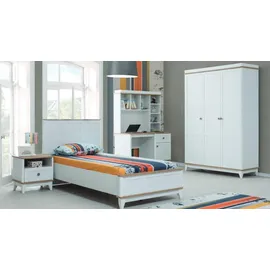 xl moebel gmbh Jugendbett Kindermöbel Kinderbett Komplette Weiß Holz Set 4tlg Modern - Weiß