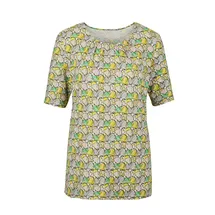 GOLDNER Multicolor-Shirt mit Halbarm, Rundhalsausschnitt in grün / gelb / gemustert), | Gr.: 40
