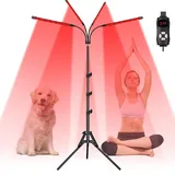 4modlr Rotlichtlampe mit Ständer, 4 Köpfe 660nm & 850nm Infrarotlampe mit 240 LEDs und 38-152cm höhenverstellbar für Heim und Büro