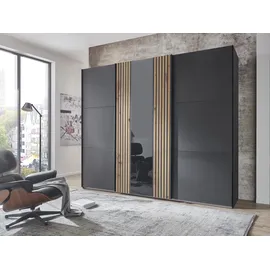 WIMEX Schwebetürenschrank WIMEX "Atlanta by fresh to go", schwarz (graphit, glas grau, akustikpaneel optik artisan eiche nachbildung), B:250cm H:216cm T:65cm, Spanplatte, Schränke, Schwebetürenschrank, mit Akustikpaneel Optik (3D Leisten), Lamelle