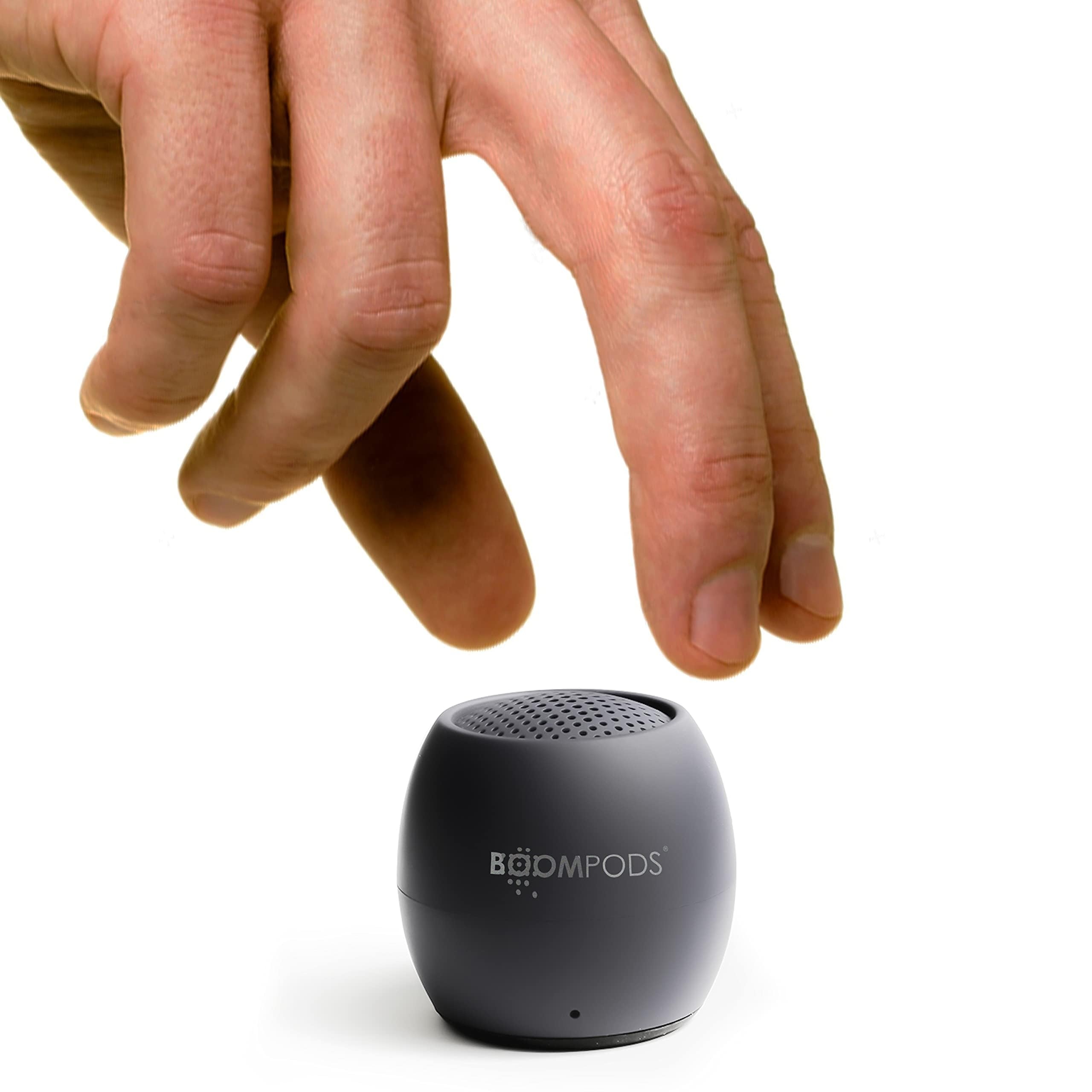 Boompods Zero Talk Mini tragbarer Bluetooth Lautsprecher mit Amazon Alexa - Outdoor klein, IPX6 wasserdicht, Mikrofon, 5 Std Spielzeit, Portable Speaker für Dusche, Reisen, Auto, Grau