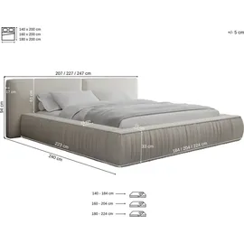 moeblo Doppelbett 180 x 200 cm Beige