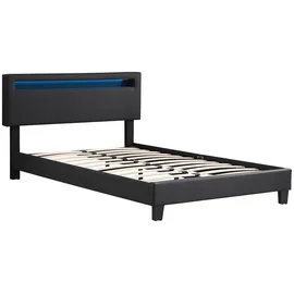 CARO-Möbel Polsterbett CARIBO 120x200 cm, Bett mit Kunstleder in schwarz Textil, Mode, - 120x200