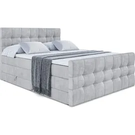 altdecor Boxspringbett mit Matratze und Lattenrost - BERO -Z KING - 160x200 cm - Grau Monolith - Topper, Fußteil, Polsterbett mit Bettkasten, Bett... - Hellgrau