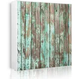 Banjado Großer Schlüsselkasten Metall 30x30cm Weiß Scharnier Rechts 50 Haken Beschreibbar Magnetisch Motiv Verwittertes Holz