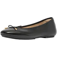 FitFlop Delicato Bow Soft Leather Ballet Flats Schuh, Schwarz,