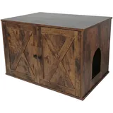Relaxdays Katzenschrank für Katzenklo verstecken, HBT: 50x80x53 cm, Dunkelbraun