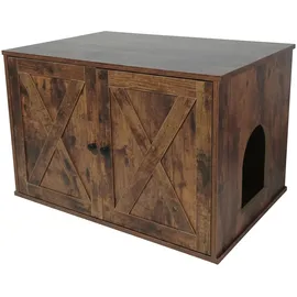 Relaxdays Katzenschrank für Katzenklo verstecken, HBT: 50x80x53 cm, Dunkelbraun