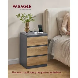 VASAGLE Nachttisch 2er Set 3 Schubladen 0 x 0 x 0 cm Grau