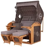 deVries PURE® Strandkorb deVries PURE® Sailor XL - PE stone grey - Dessin 466, BxTxH: 135x90x165 cm, Halblieger, Ostsee-Strandkorb, feines Teakholz - inkl. Rückholfeder und Schutzhülle grau