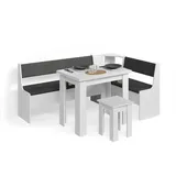 livinity® Eckbankgruppe Tiberio Weiß, 180 x 120 cm mit Tisch
