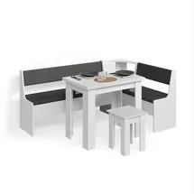 livinity® Eckbankgruppe Tiberio Weiß, 180 x 120 cm mit Tisch