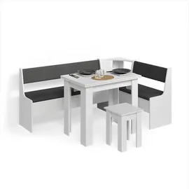 livinity® Eckbankgruppe Tiberio Weiß, 180 x 120 cm mit Tisch