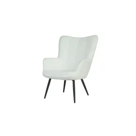 byLIVING Sessel UTA Bouclé 72 x 97 x 80 cm Off-White mit Hocker