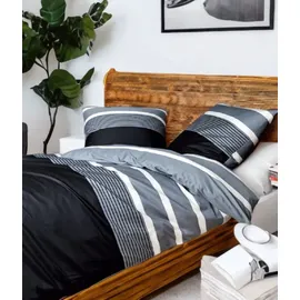 JANINE Davos 65030 silber/schwarz 135 x 200 cm + 80 x 80 cm