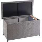 Mendler Poly-Rattan Kissenbox HWC-D88, Gartentruhe Auflagenbox Truhe Basic grau, 51x115x59cm 250l - Grau