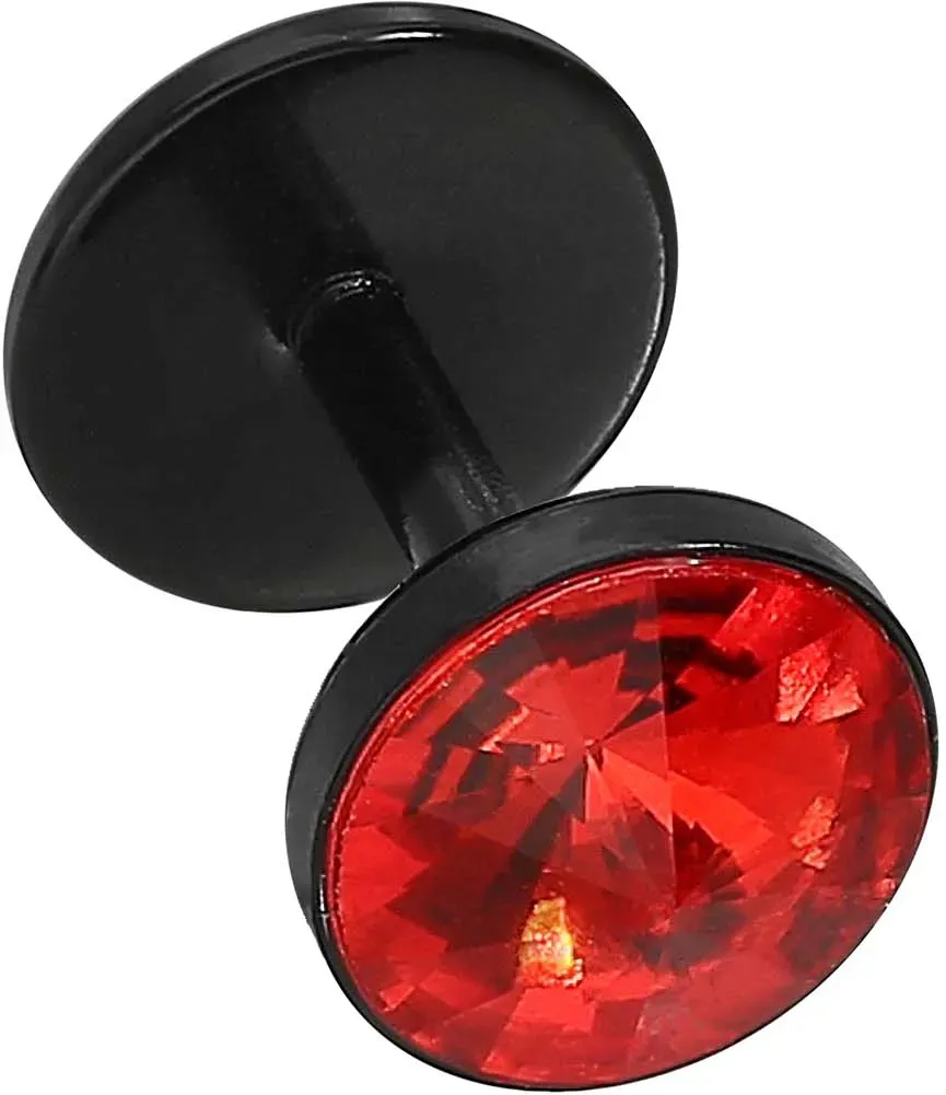 Acryl Fake Plug schwarz KRISTALL