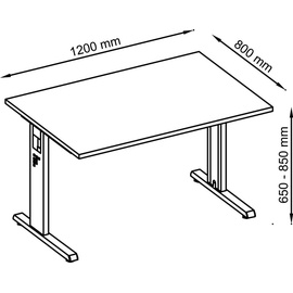 Hammerbacher Schreibtisch VOS12/E eiche nachbildung/silber