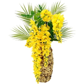 I.GE.A. Kunstblume »Blumenarrangement Goldregen mit Palmenzweige«, gelb