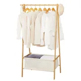 Yorbay Kleiderständer Garderobenständer aus Bambus, 88x49x149 cm, mit Aufbewahrungsbox, Klappbar