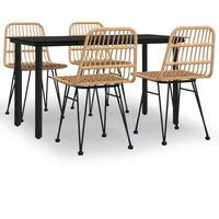 5-tlg. Garten-Essgruppe Poly Rattan - Braun/Schwarz