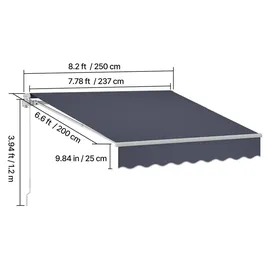 Vevor Gelenkarmmarkise 2,5 x 2 m grau