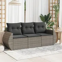 Gecheer 3-TLG. Gartenlounge Set Polyrattan, Balkonlounge, Terrassenmöbel, Loungemöbel Garten, Gartenmöbel Lounge Sofa, Gartensofa Wetterfest, Kissen, Polyrattan