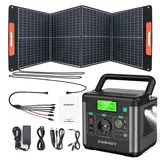 SWAREY 222Wh Power Station mit 100W Solarpanel, 300W AC-Ausgang, 65W USB-C